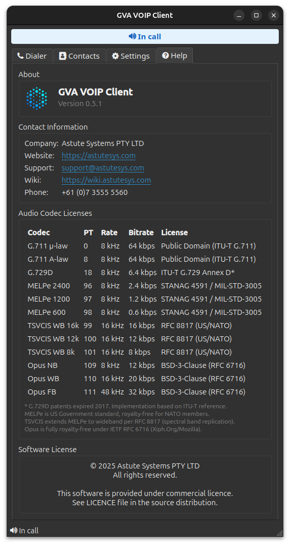 VoIP Client Help