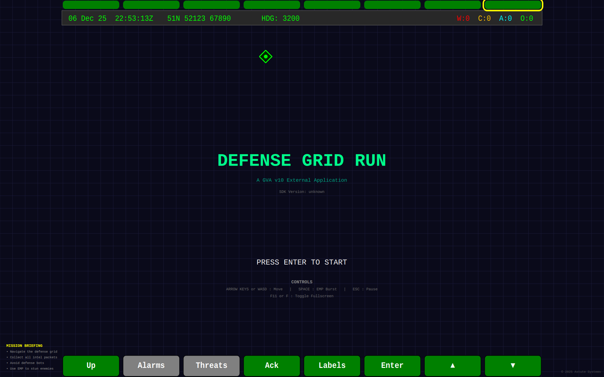 Defense Grid Run Welcome Screen