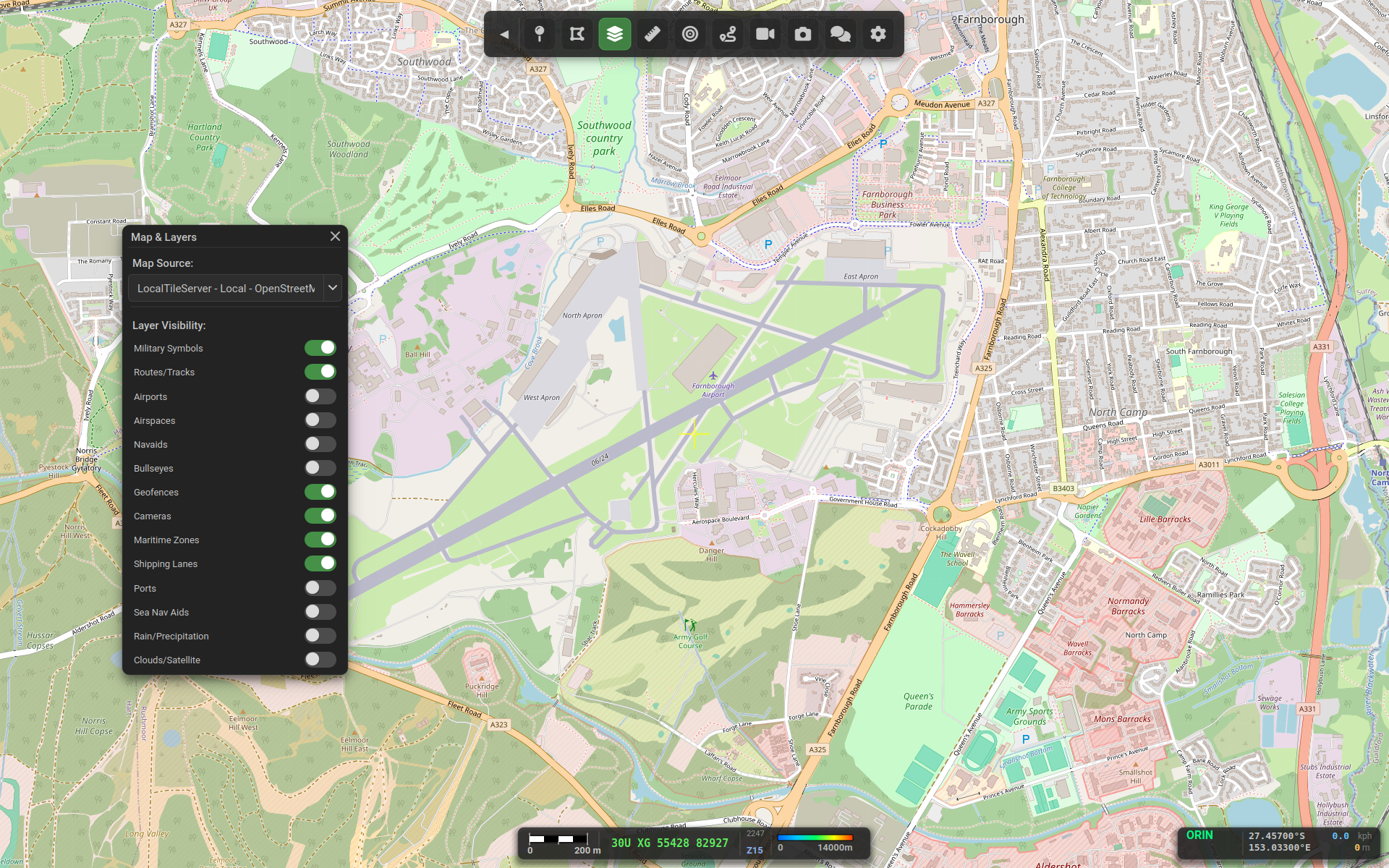 BMS using offline OpenStreetMap tiles served by the Tile Server