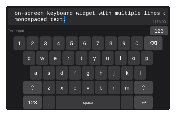 Text Entry Keyboard